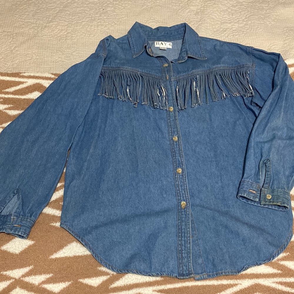 Vintage womens fringe button down